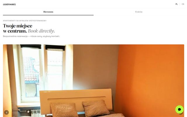 Strona Centroomz, apartamentów na wynajem krótkoterminowy